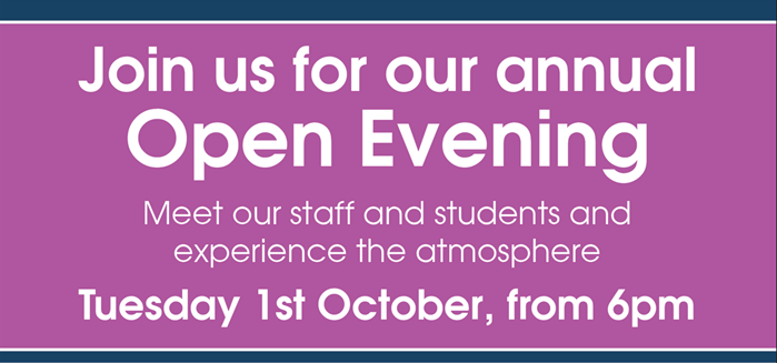 Open Evening Banner for Website